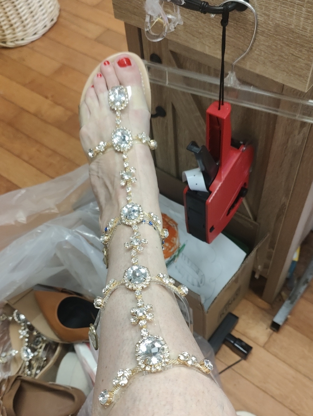 Gold Crystal Gladiator Sandal Accent